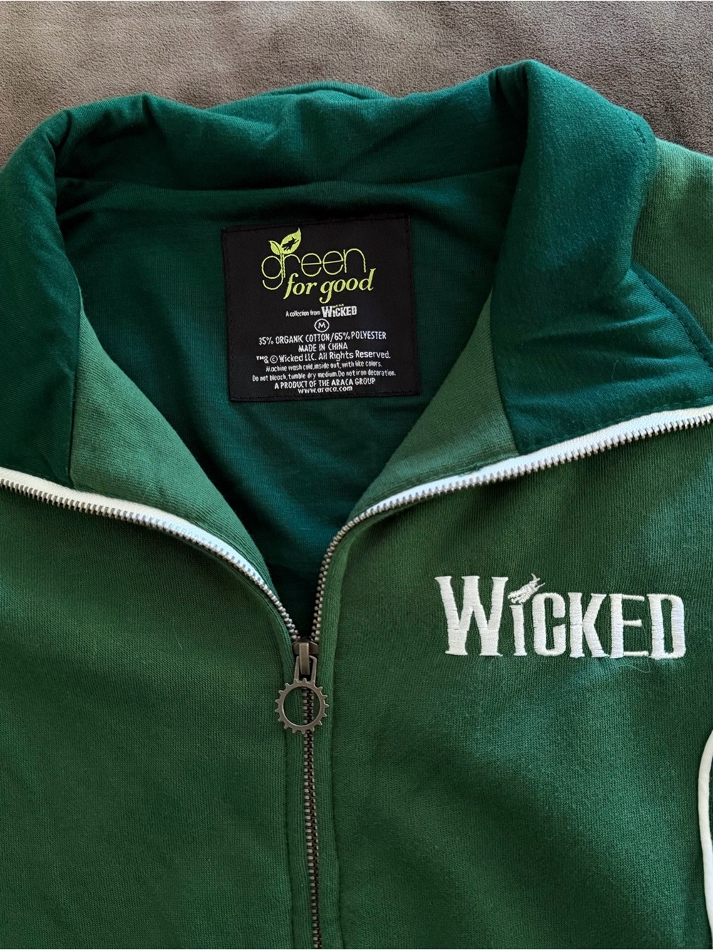 Wicked Green Full-Zip Hoodie Jacket Unisex  size Medium BROADWAY - Picture 2 of 12